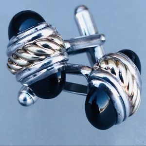 David Yurman 14K GoldSterling Black Onyx Cufflinks